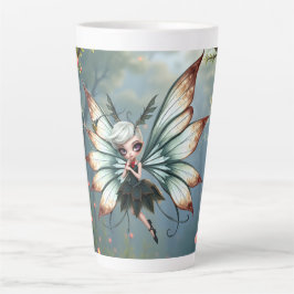 Caneca De Café Latte Guardiã Fada Fofa na Floresta Mágica