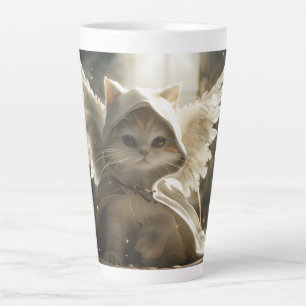 Caneca De Café Latte Guardian Angel Kitten Digital Art