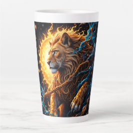 Caneca De Café Latte Guardian of the Solar Threshold – Lion of Balance 