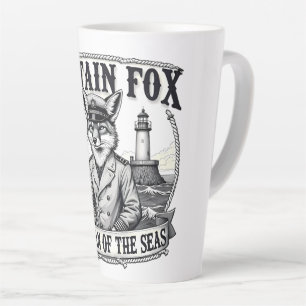 Caneca De Café Latte Guardião das Marés Capitão Raposa Desenho Náutico
