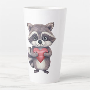 Caneca De Café Latte guaxinim colorido agudo com coração