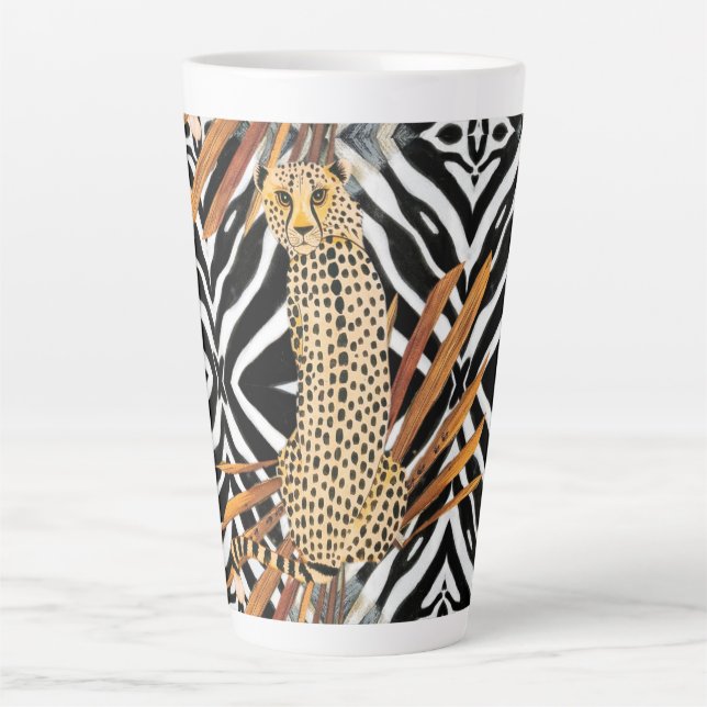 Caneca De Café Latte Guepardo Selvagem (Frente)