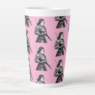 Caneca De Café Latte guerreira samurai japonesa - mulher