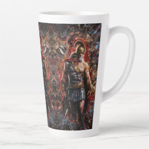Caneca De Café Latte Guerreiro em Batalha Stance