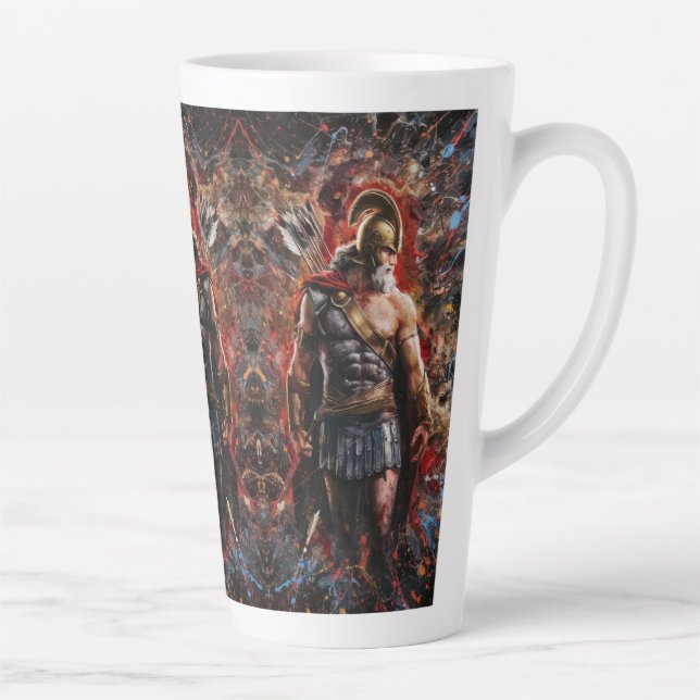 Caneca De Café Latte Guerreiro em Batalha Stance (Direita)