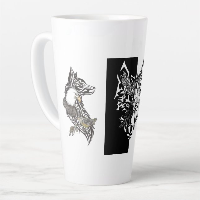 Caneca De Café Latte Guias Animais Latão (Ângulo esquerdo)