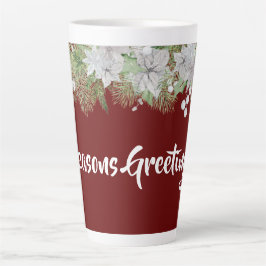 Caneca De Café Latte Guirlanda de Festa da Poinsettia Branca