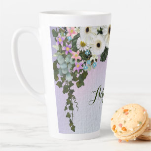 Caneca De Café Latte Guirlanda de Margaridas Gerbera