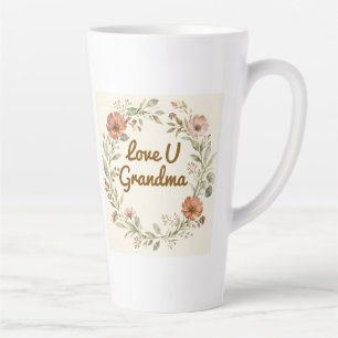 Caneca De Café Latte Guirlanda Floral Personalizada para Avó