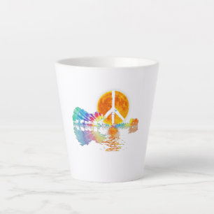Caneca De Café Latte Guitar-lago Shadow Peace Love Guitar Hippie
