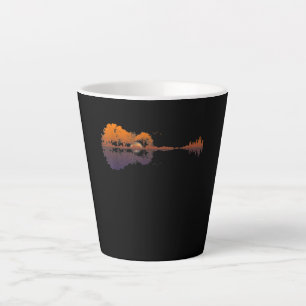 Caneca De Café Latte Guitar Lake Shadow Love Guitar Gift Music Lovers