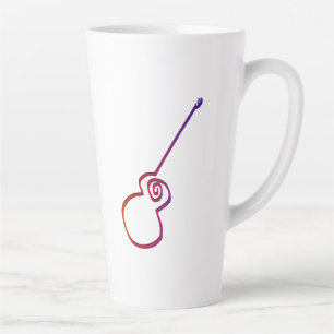 Caneca De Café Latte Guitarra abstrato - Arte de Linha Minimalista