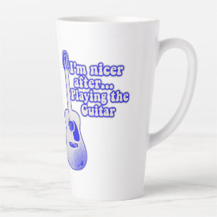 Caneca De Café Latte Guitarra azul vintage com uma citação positiva