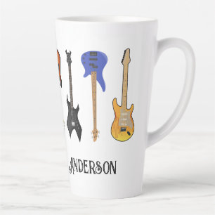 Caneca De Café Latte Guitarras Elétricas Personalizam Lata