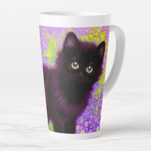 Caneca De Café Latte Gustav Klimt Black Kitten