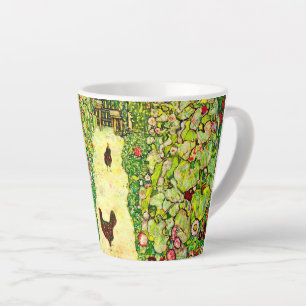 Caneca De Café Latte Gustav Klimt Garden com Galinhas