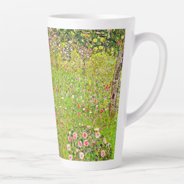 Caneca De Café Latte Gustav Klimt Orchard com Rosas (Direita)
