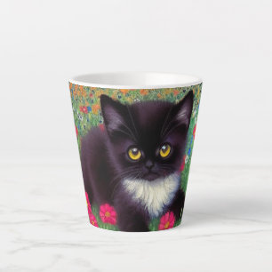 Caneca De Café Latte Gustav Klimt Tuxedo Cat