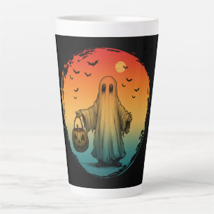 Caneca De Café Latte halloween antigo fantasma abóbora morcegos assusta