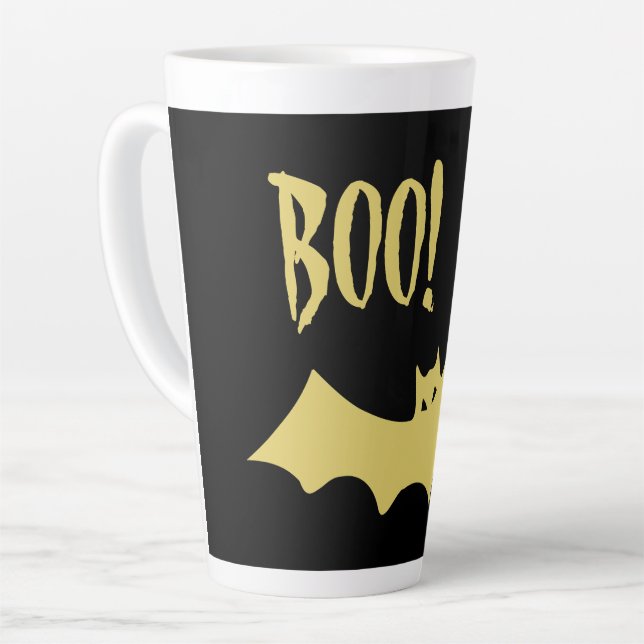 Caneca De Café Latte Halloween BOO latte Mug, poeta Adiela Akoo (Ângulo esquerdo)