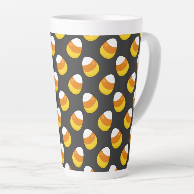 Caneca De Café Latte Halloween Candy Corn (Ângulo direito)