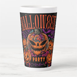 Caneca De Café Latte Halloween, Coven de Abóbora em Flor, Gótico