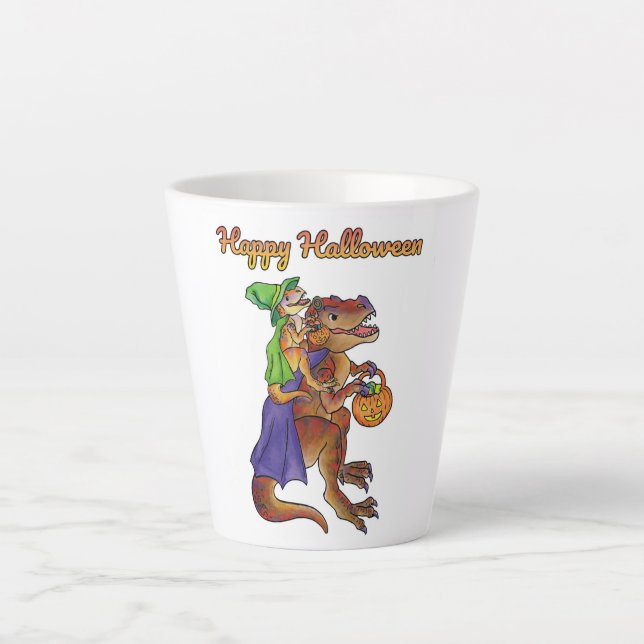 Caneca De Café Latte Halloween Dinosaur Mug (Frente)