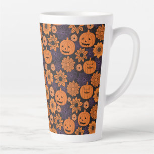 Caneca De Café Latte Halloween Floral