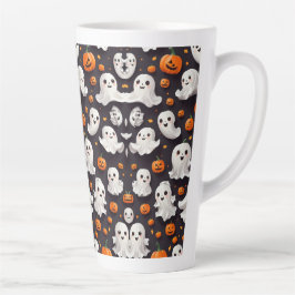 Caneca De Café Latte Halloween Ghost and Pumpkin Latte Mug