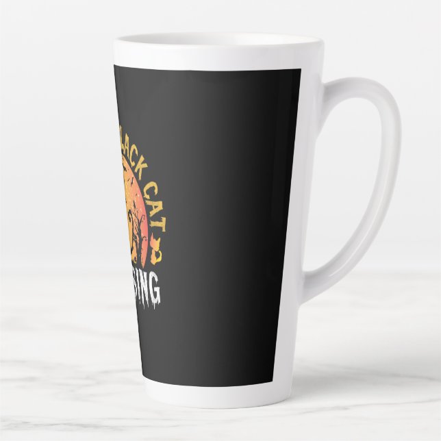 Caneca De Café Latte Halloween Gift | Danger Cat Crossing Birthday (Direita)