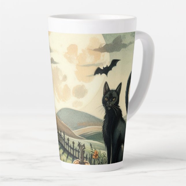 Caneca De Café Latte Halloween/outono/Outono/Abóbora/gato (Ângulo direito)