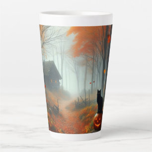 Caneca De Café Latte Halloween/outono/Outono/Abóbora/gato