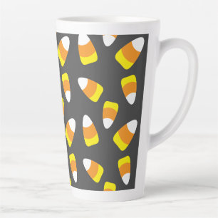 Caneca De Café Latte Halloween - Padrão de Candy Corn