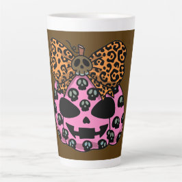 Caneca De Café Latte Halloween, Padrão de Caveira, Rosto de Abóbora, Mo