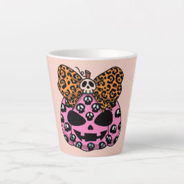Caneca De Café Latte Halloween, Padrão de Caveira, Rosto de Abóbora, Mo