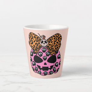 Caneca De Café Latte Halloween, Padrão de Caveira, Rosto de Abóbora, Mo
