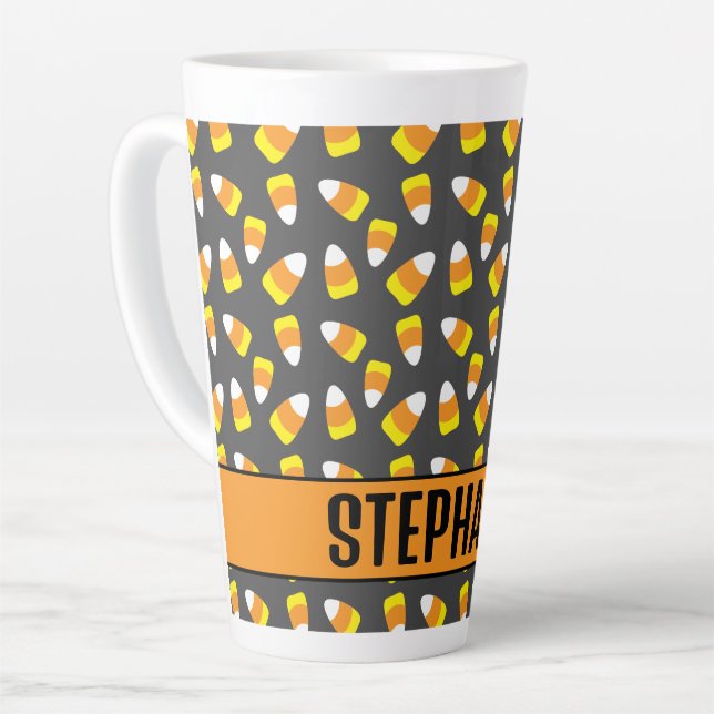 Caneca De Café Latte Halloween personalizado de balas doces (Ângulo esquerdo)
