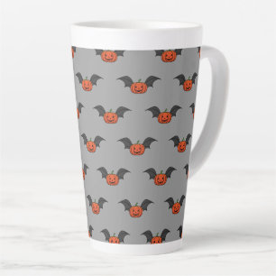 Caneca De Café Latte Halloween Pumpkin Bat