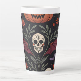 Caneca De Café Latte Halloween Vibes Pattern