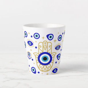 Caneca De Café Latte Hamsa Mau Eye Latte Mug
