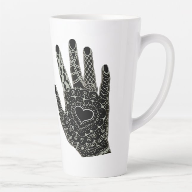 Caneca De Café Latte Hand Drawn Heart Hands Beer Stein (Direita)