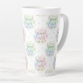 Caneca De Café Latte Hand-Lettered Happy Easter Watercolor