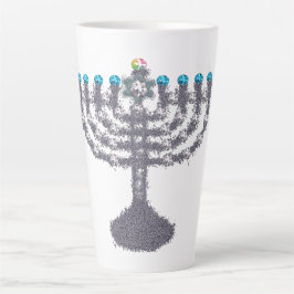 Caneca De Café Latte Hanukkah glam menorah hanukkiah