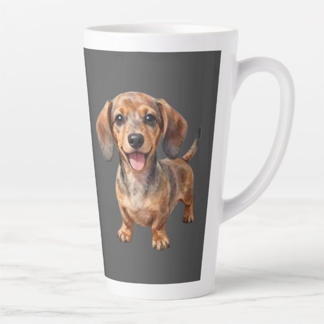 Caneca De Café Latte Happy Dachshund Puppy (Direita)