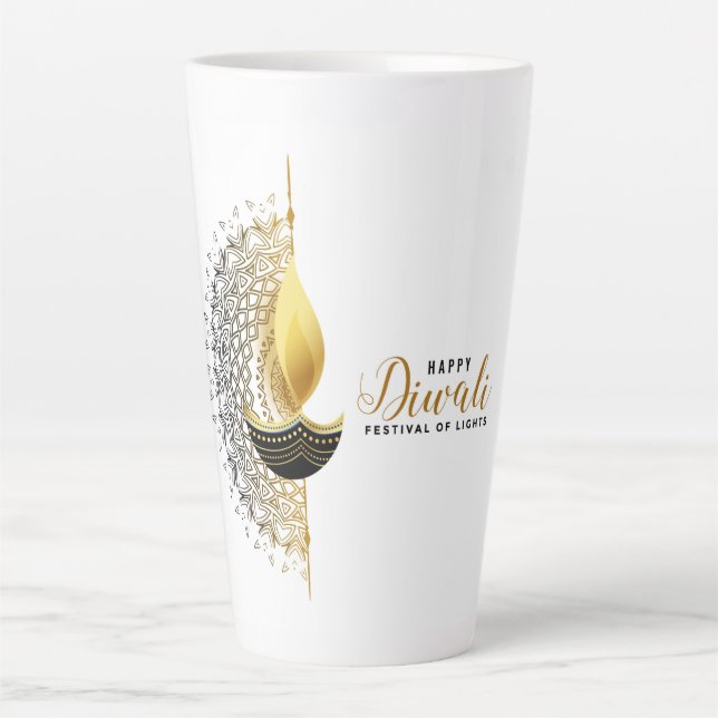 Caneca De Café Latte Happy Diwali (Frente)