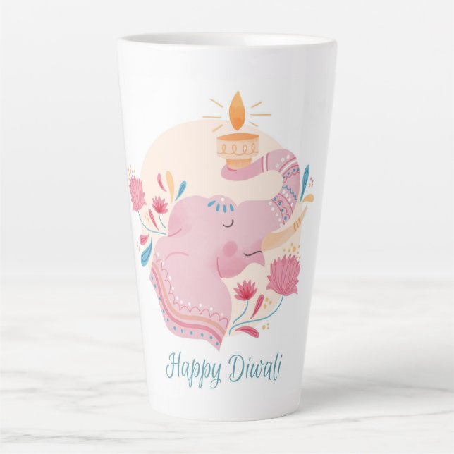 Caneca De Café Latte Happy Diwali (Frente)