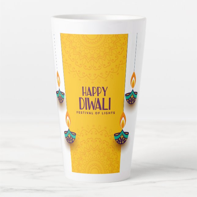 Caneca De Café Latte Happy Diwali (Frente)