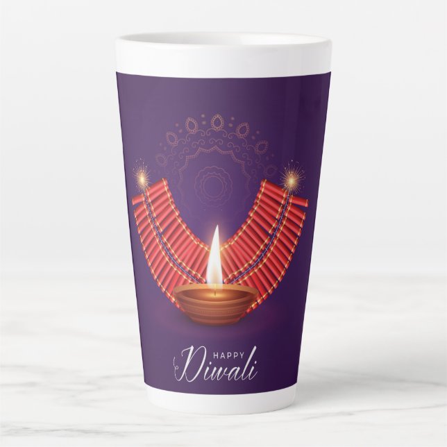 Caneca De Café Latte Happy Diwali (Frente)