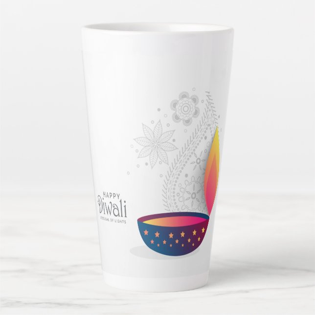 Caneca De Café Latte Happy Diwali (Frente)