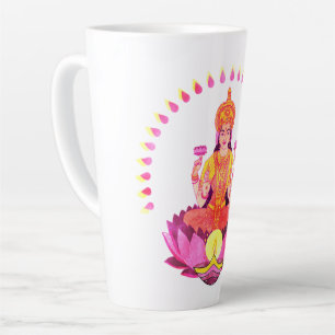 Caneca De Café Latte Happy Diwali - Deepalavi Lakshmi Goddese 1